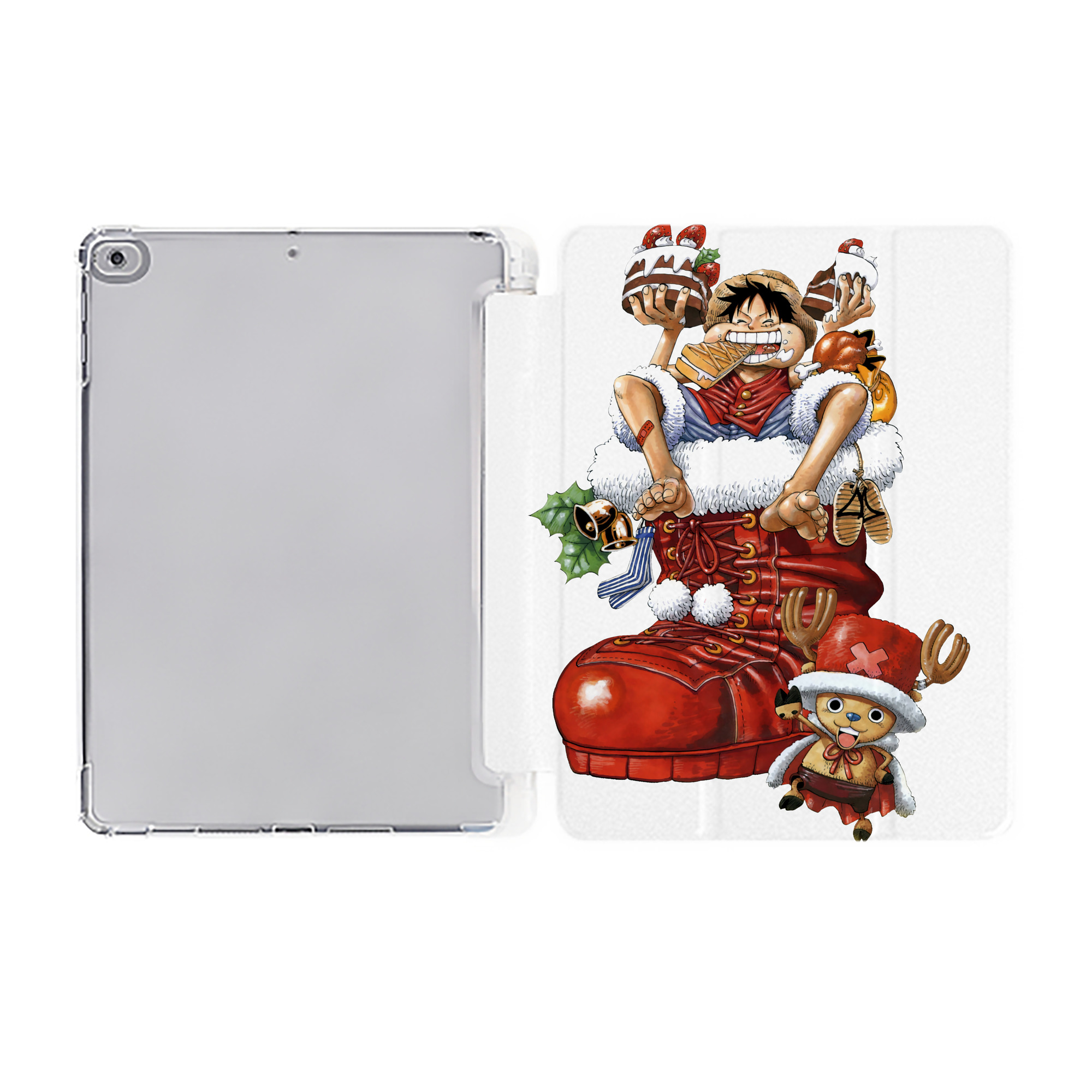 （画像用） ワンピース モンキー・D・ルフィ ONE PIECE Monkey D. Luffy IPad ケース ペン収納付き 三つ折りスタンド PUレザー×シリコン 対応機種9.5/10.5/10.9インチ
